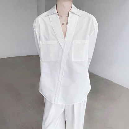 Deep V Pocket Collared Shirt【TR3359】