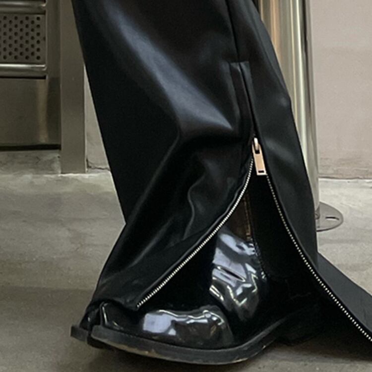 Leather Slit Flare Pants【TR3087】