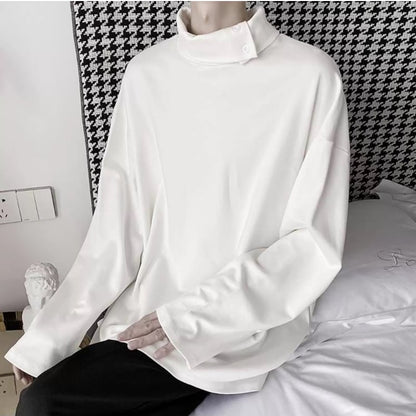 Button High-Neck T-shirt【TR3329】