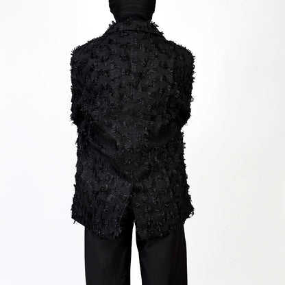 Black Fringe Tailored Jacket【TR3322】