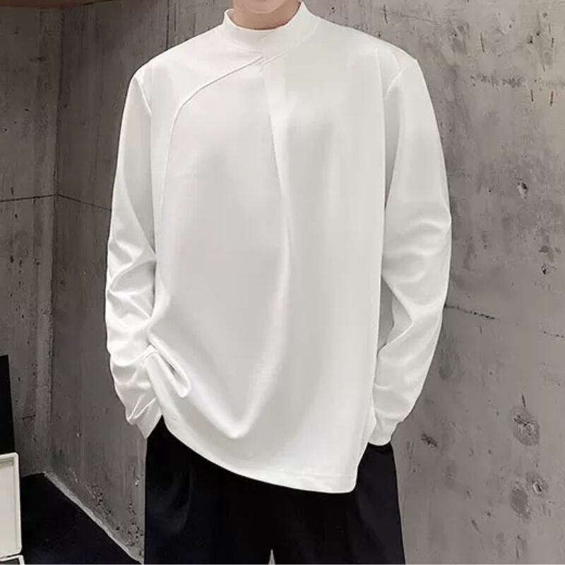 Asymmetric Curved Panel Long T-Shirt【TR3343】