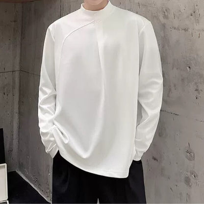 Asymmetric Curved Panel Long T-Shirt【TR3343】