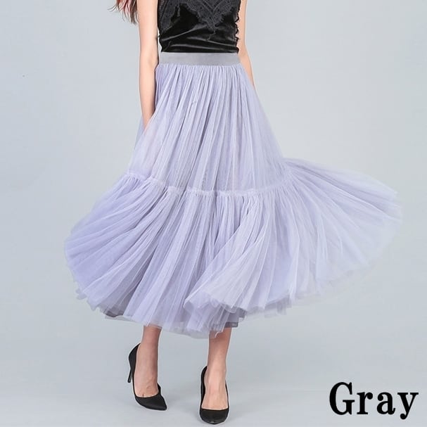 Tulle Chiffon Tiered Skirt【TR1373】