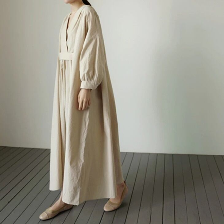 Long Sleeve V-Neck Dress【TR2884】