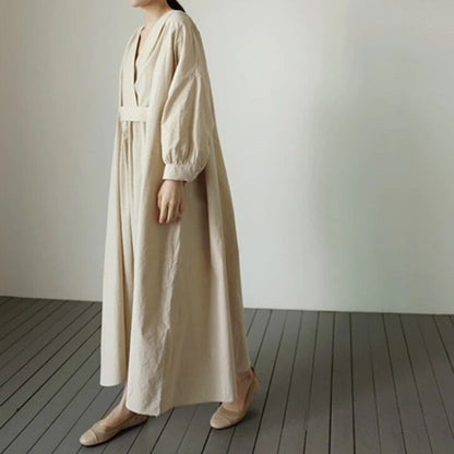 Long Sleeve V-Neck Dress【TR2884】