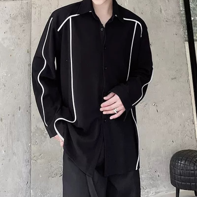 Contrast Piping Collared Shirt【TR3342】