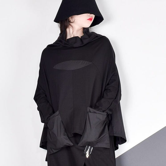 Stand Collar Patchwork T-Shirt【TR1409】