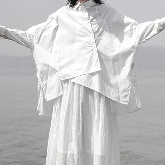 〈Unisex〉Irregular Back-slit Shirt【TR1421】