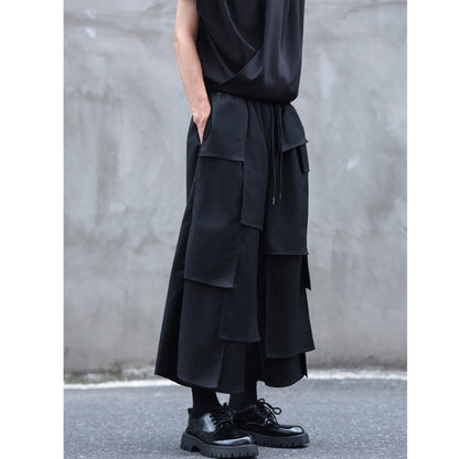 Patchwork Ankle Wide Pants【TR3320】