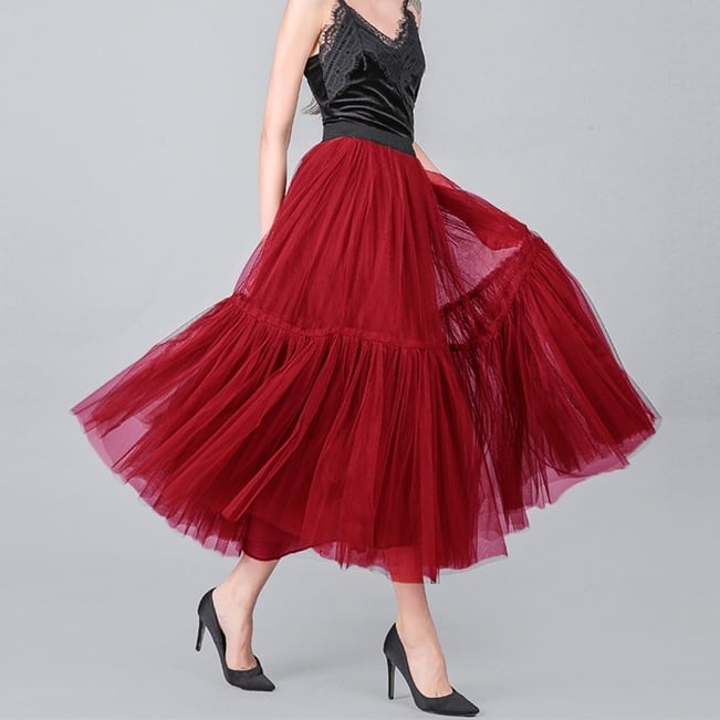 Tulle Chiffon Tiered Skirt【TR1373】