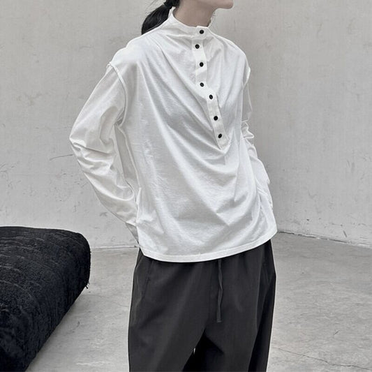Half-Button Mock-Neck T-Shirt【TR3140】
