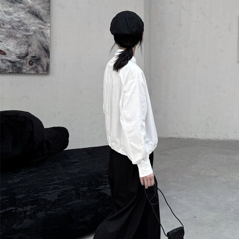 Crumply Simple Collared Shirt【TR3129】