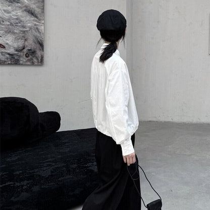 Crumply Simple Collared Shirt【TR3129】