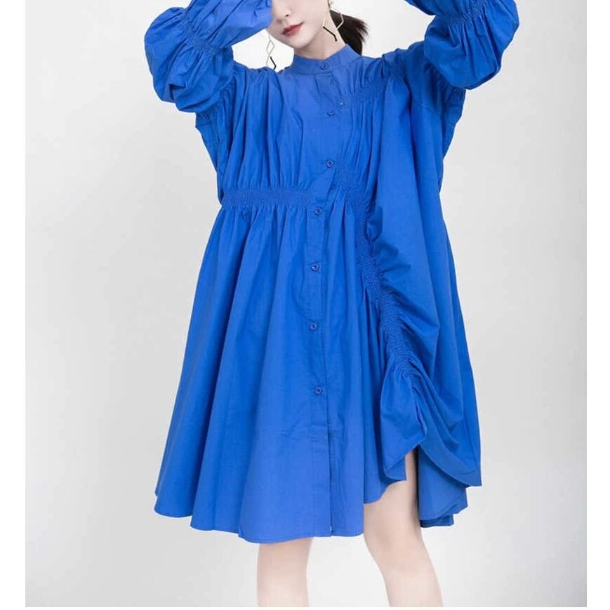 Asymmetrical Pleat  All-in-one Dress【TR1143】