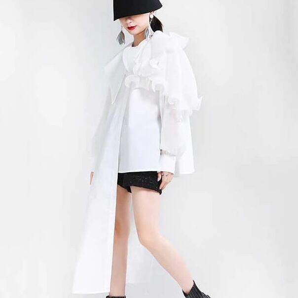 Asymmetrical Ruffle Blouse Shirt【TR1197】