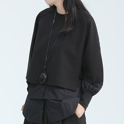 Fake-Layered Patchwork Collared Shirt【TR3115】