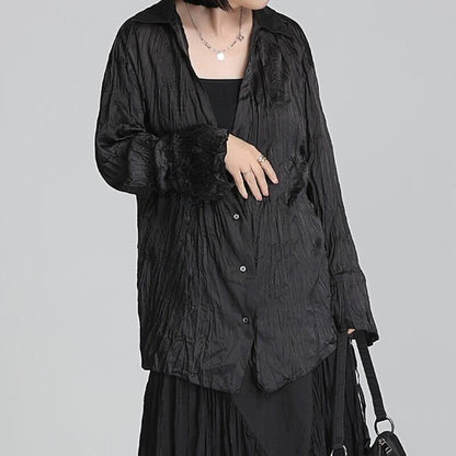 Crinkle Oversize Collared Shirt【TR3125】