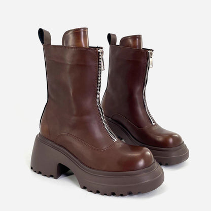 Front Zip Short Boots 【TR3378】