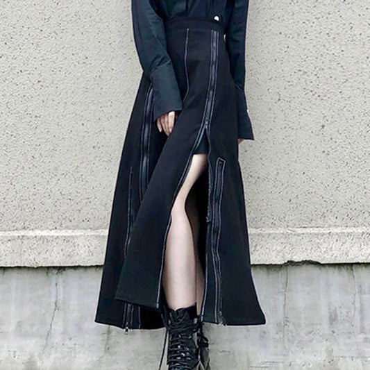 Long Nichi Fastener Skirt【TR1433】