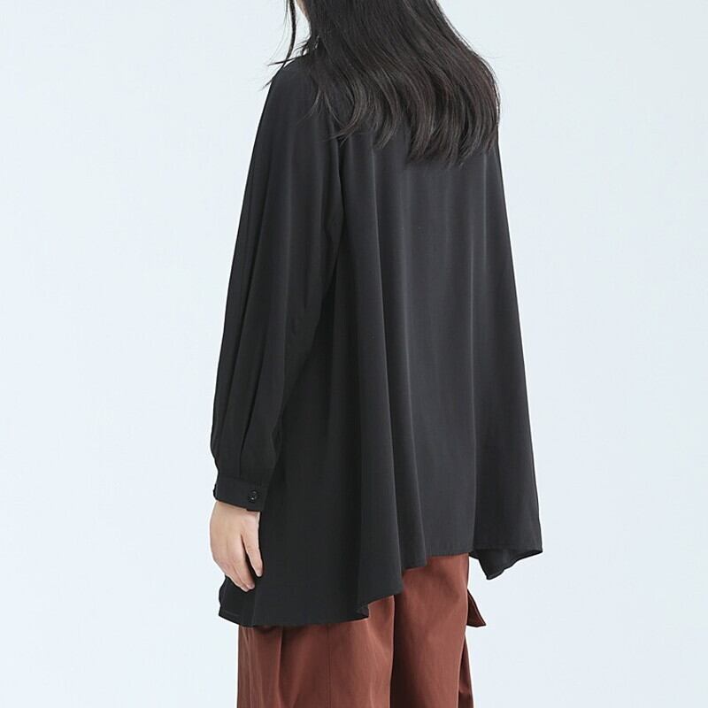 Asymemtry Pleats Collared Shirt【TR3136】
