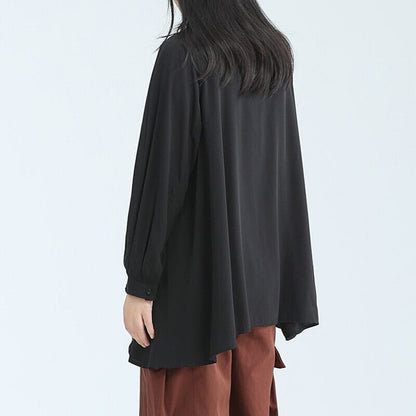 Asymemtry Pleats Collared Shirt【TR3136】