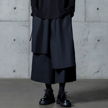 Asymmetrical Layered-look Wide Pants【TR3288】