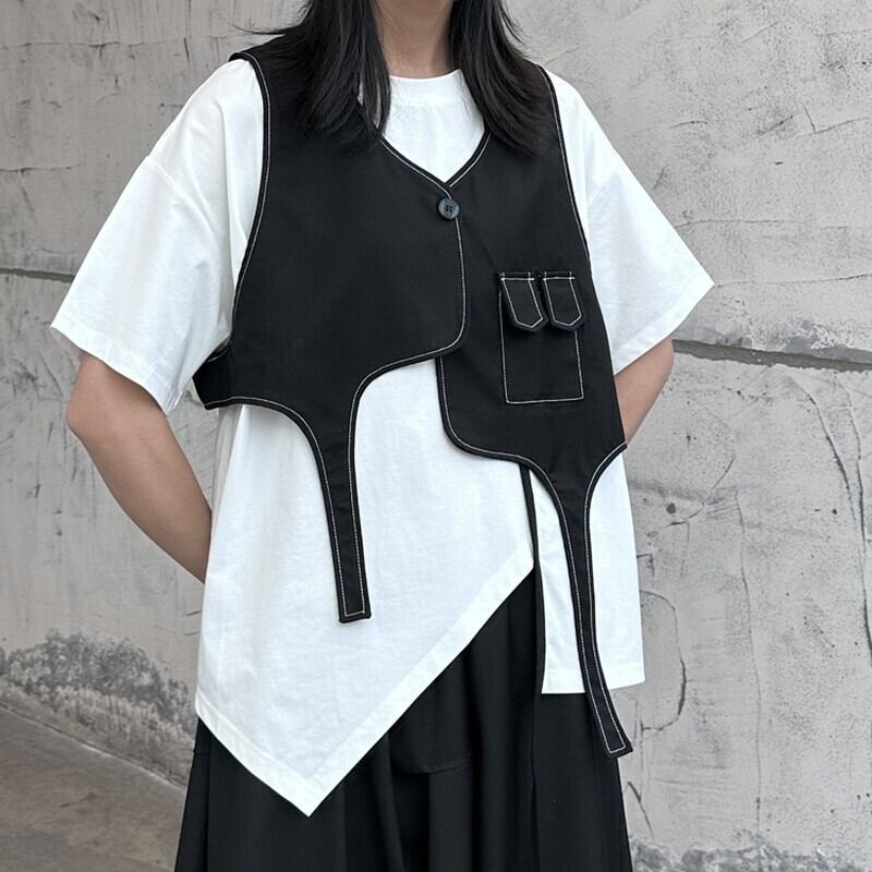 Asymmetry Stitch Vest【TR3236】