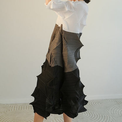 Pleats A-line Patchwork One-piece【TR3054】