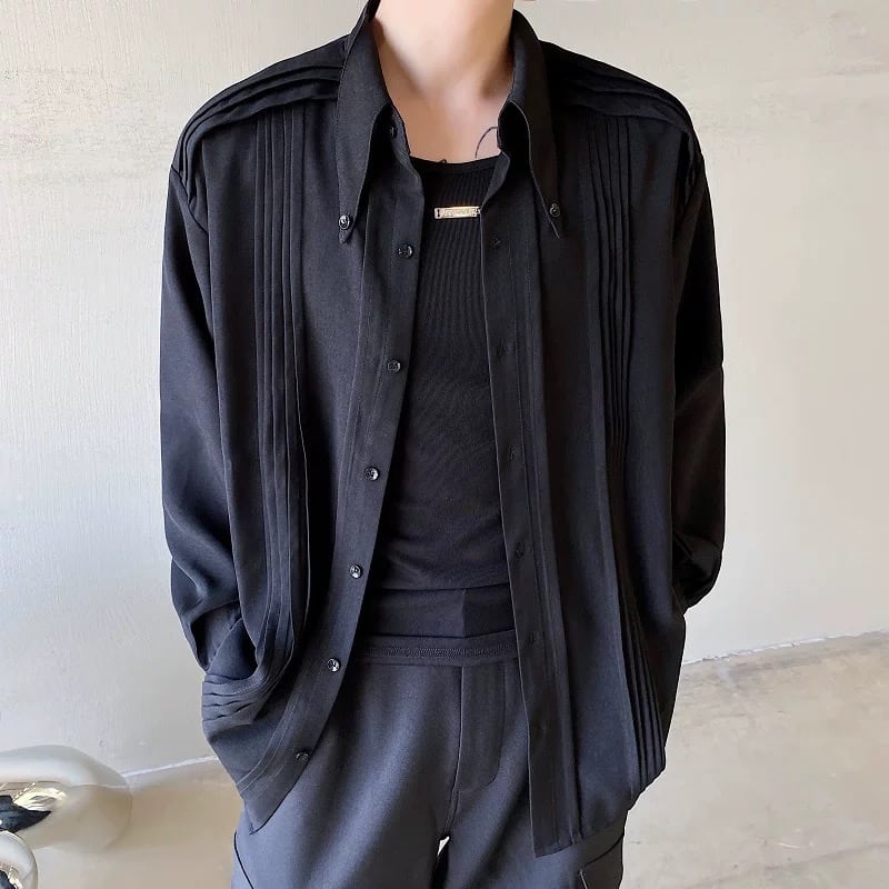 Modern Tuck-Pleat Collared Shirt【TR3340】