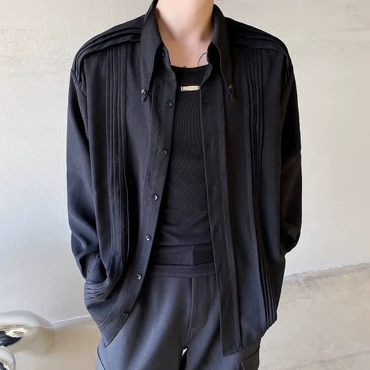 Modern Tuck-Pleat Collared Shirt【TR3340】