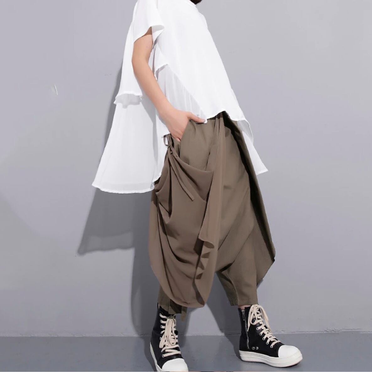 〈Unisex〉Bandage Stitch Cross Pants【TR0275】
