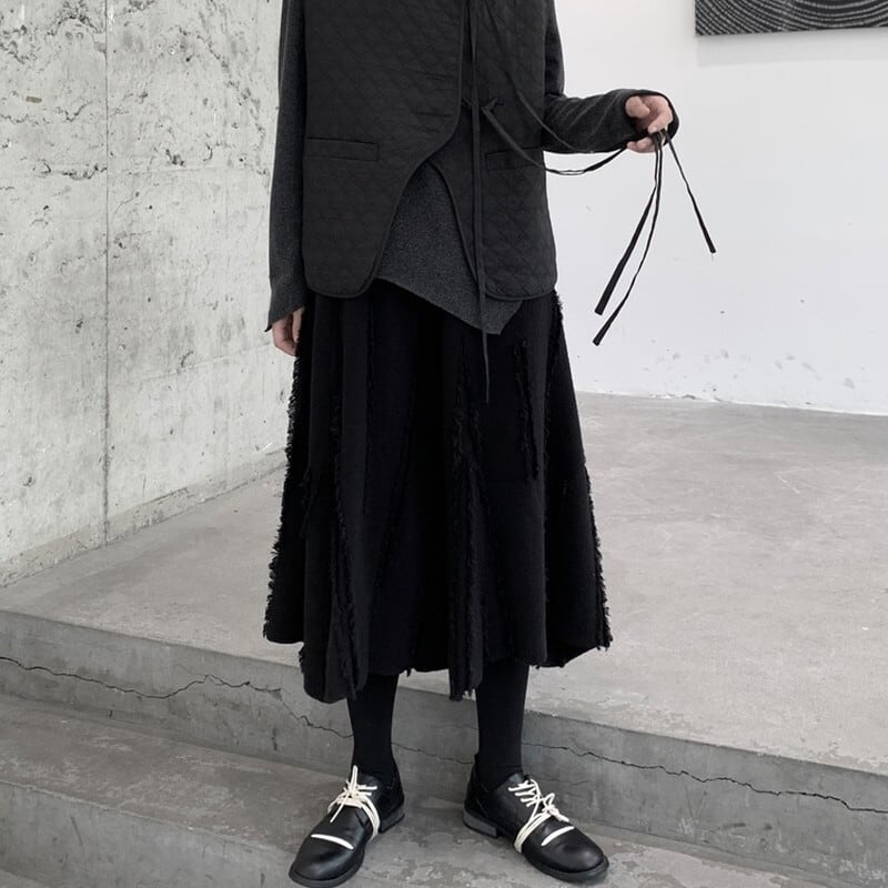Knit Flare Frill Skirt【TR3185】