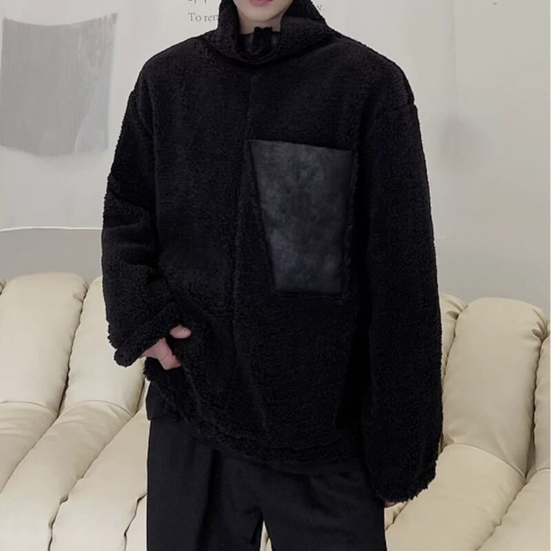 Faux Leather Pocket Fleece Jacket【TR3350】
