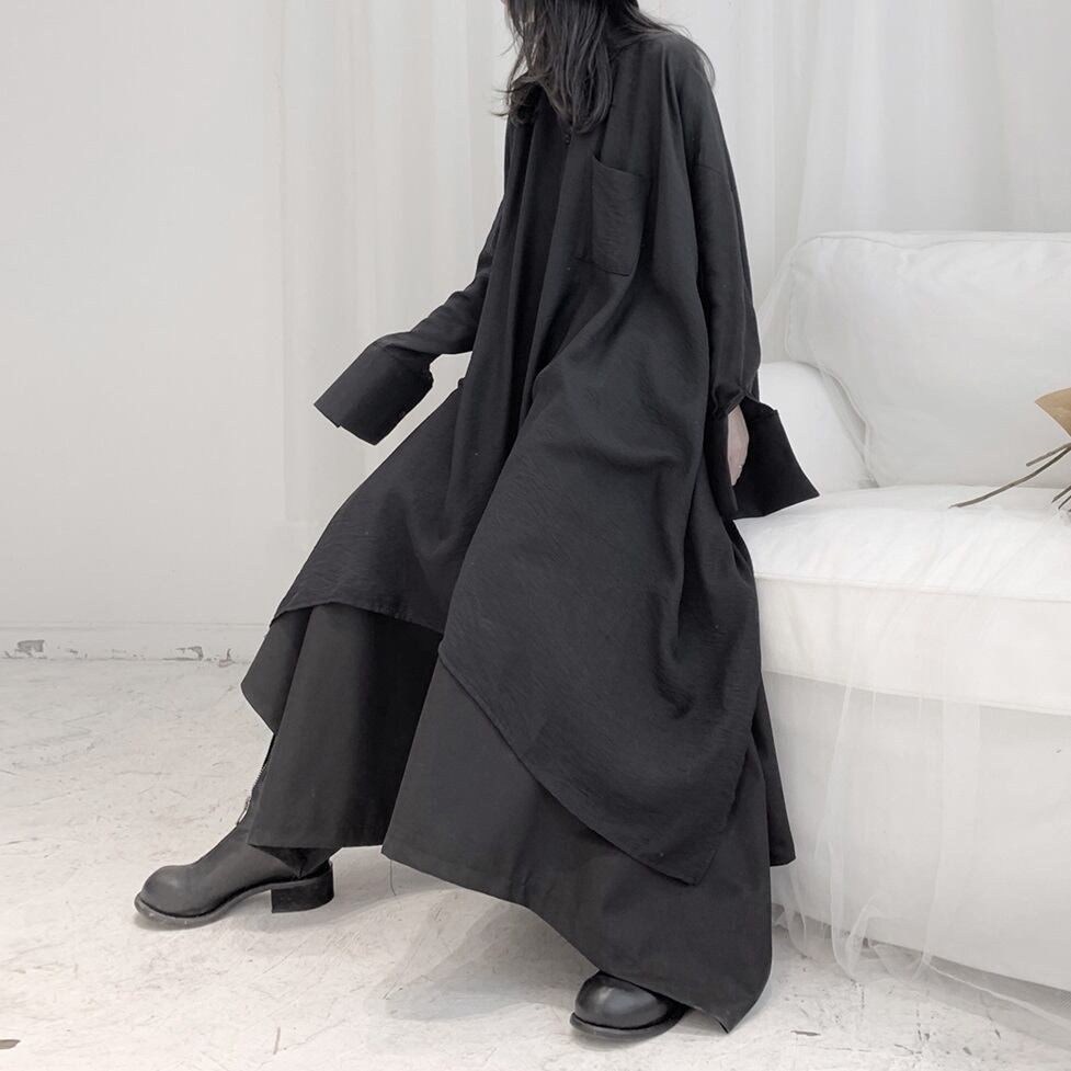 〈Unisex〉Irregular Long Huge Shirt【TR1411】