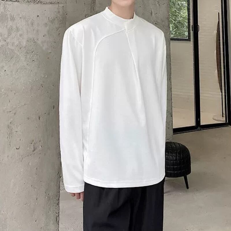 Asymmetric Curved Panel Long T-Shirt【TR3343】
