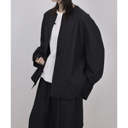 Pleats No-Collar Collared Shirt【TR3120】