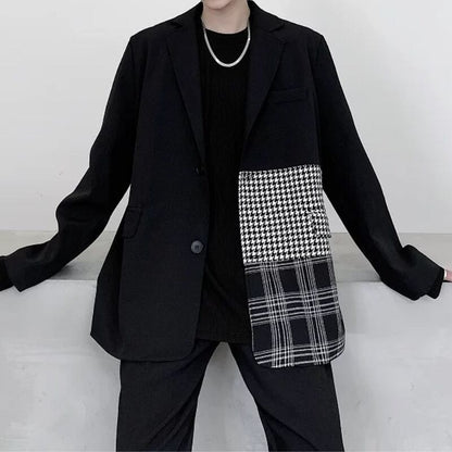 Patchwork Contrast Tailored Jacket【TR3349】