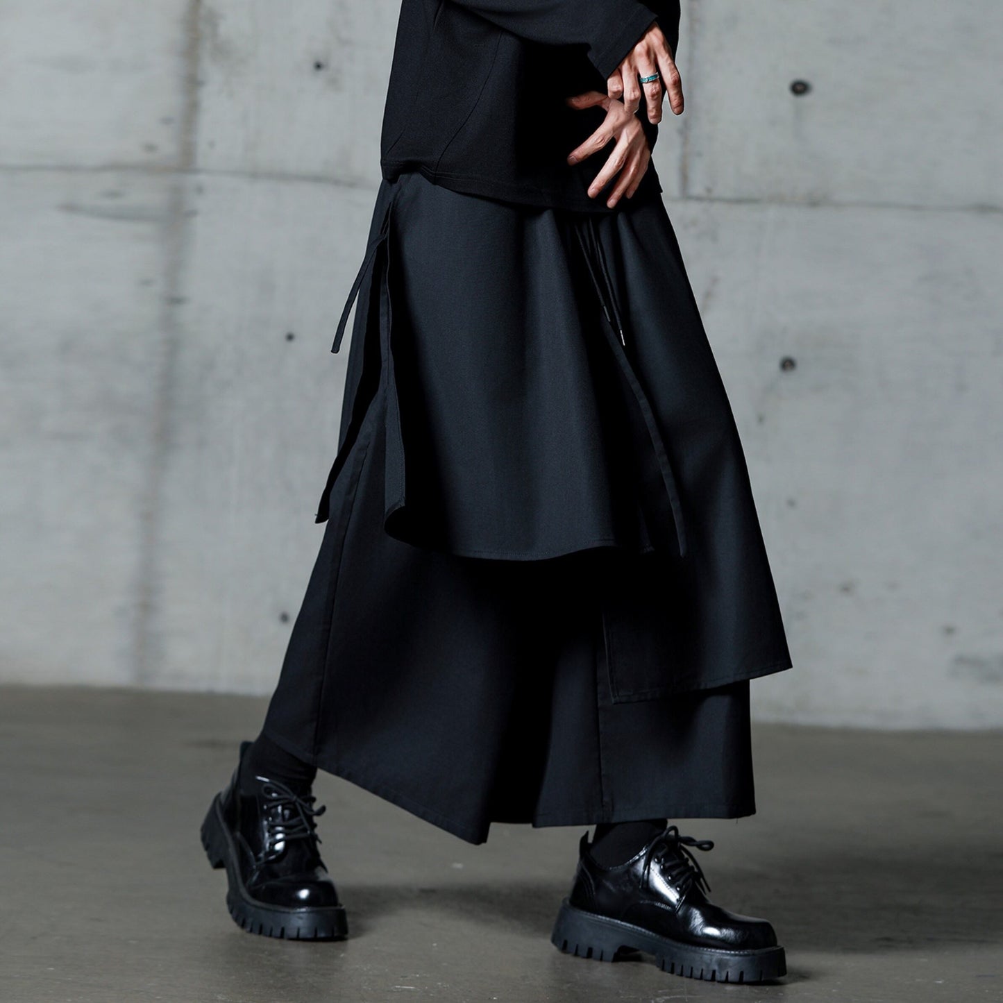 Asymmetrical Layered-look Wide Pants【TR3288】