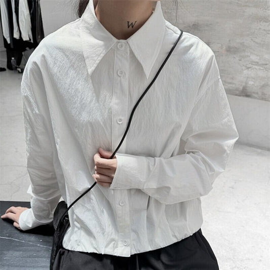 Crumply Simple Collared Shirt【TR3129】