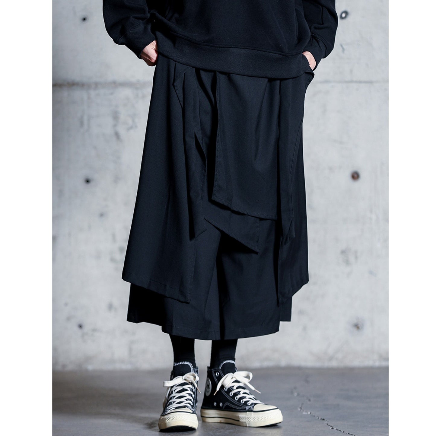 Layered-look Cropped Wide Pants【TR3273】