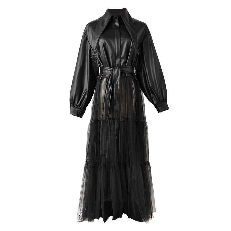 Synthetic Leather Mesh Jacket【TR1199】