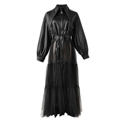 Synthetic Leather Mesh Jacket【TR1199】