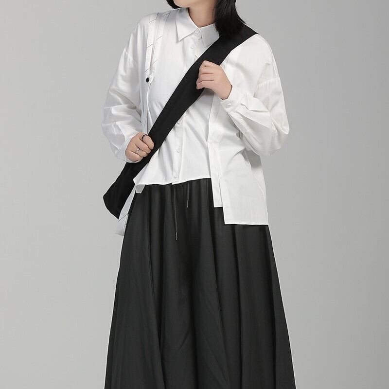 Patchwork Ribbon Collared Shirt【TR3130】