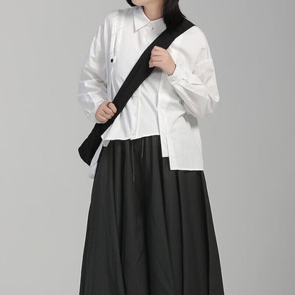 Patchwork Ribbon Collared Shirt【TR3130】