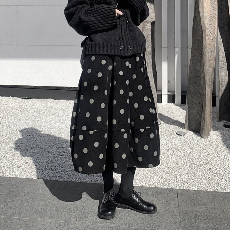 Corduroy Dot Balloon Skirt【TR3167】