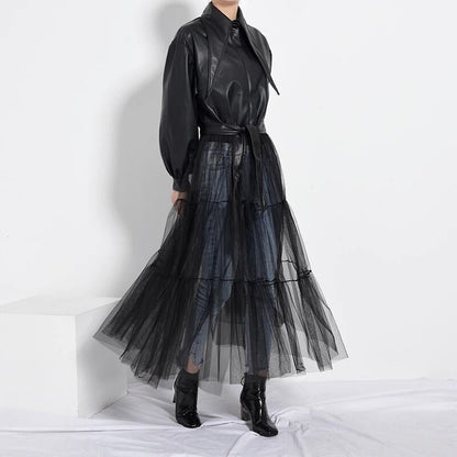 Synthetic Leather Mesh Jacket【TR1199】