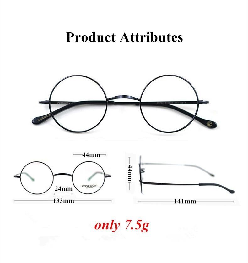 〈Titanium〉Vintage no nose Round Glasses【TR2570】