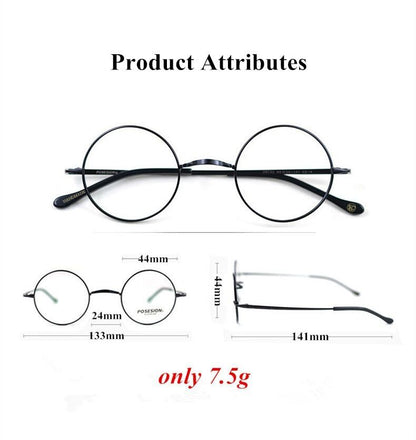 〈Titanium〉Vintage no nose Round Glasses【TR2570】