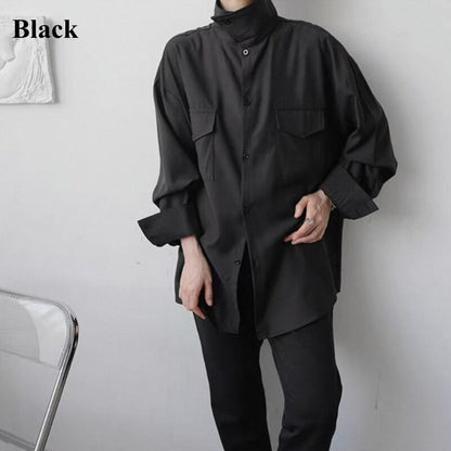Structured High-Neck Collared Shirt【TR3375】