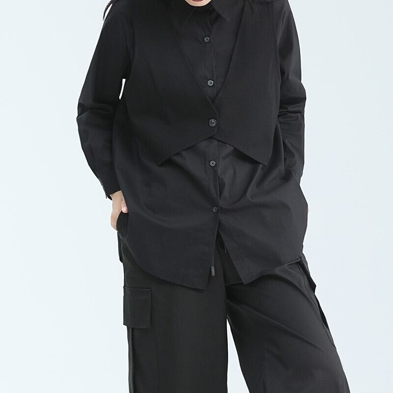 Fake-Layered Vest Collared Shirt【TR3135】